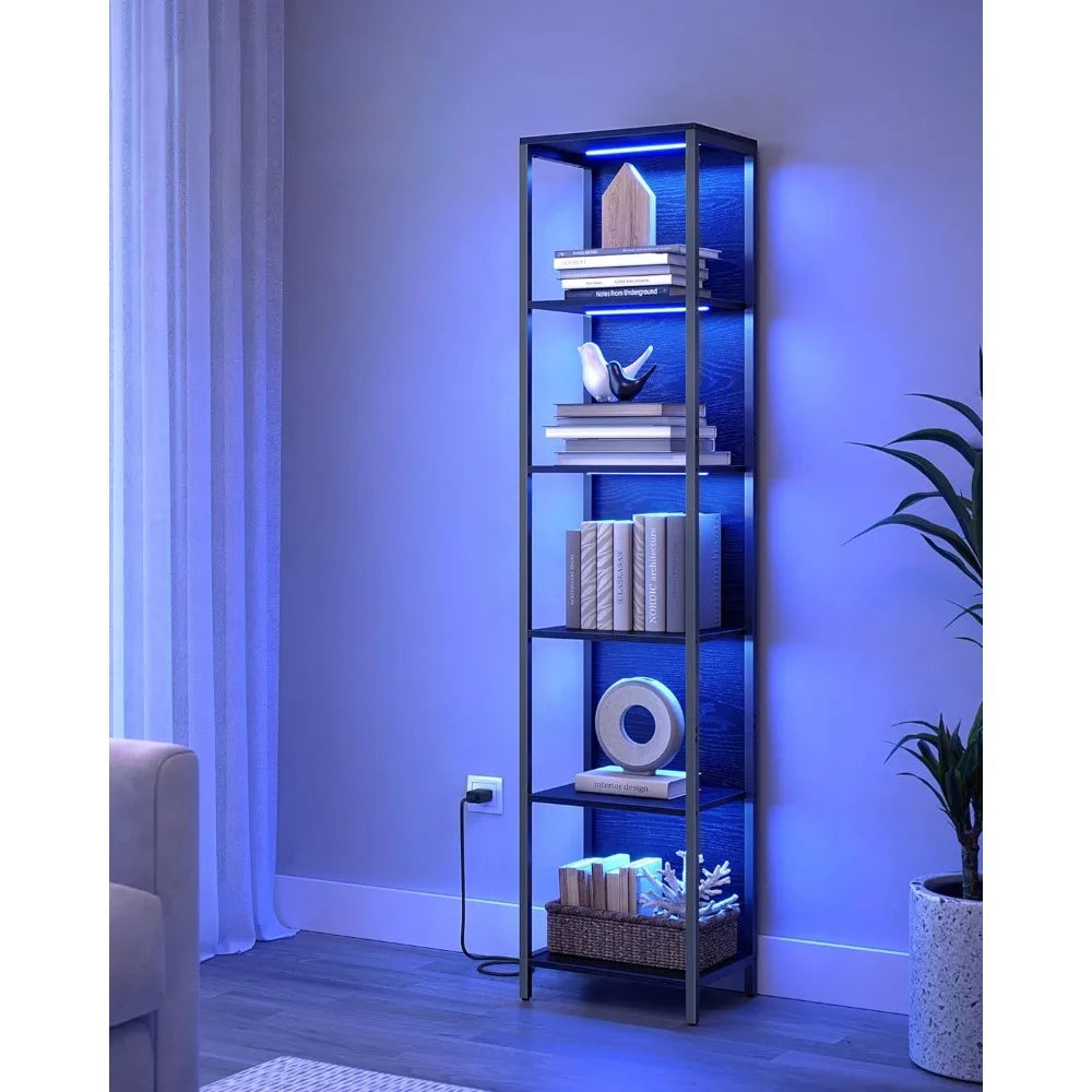 6-Layer Storage Bookshelf With LED Light