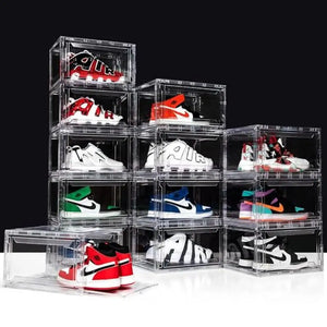 12-Pack Clear Sneaker Stackable Shoebox Rack Container