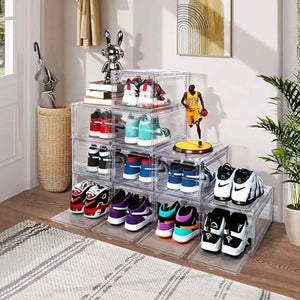 12-Pack Clear Sneaker Stackable Shoebox Rack Container