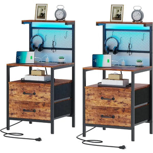 Nightstand Storage Rack With Set of 2 Charging Stations