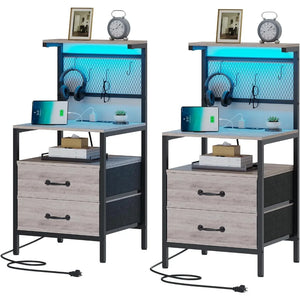 Nightstand Storage Rack With Set of 2 Charging Stations