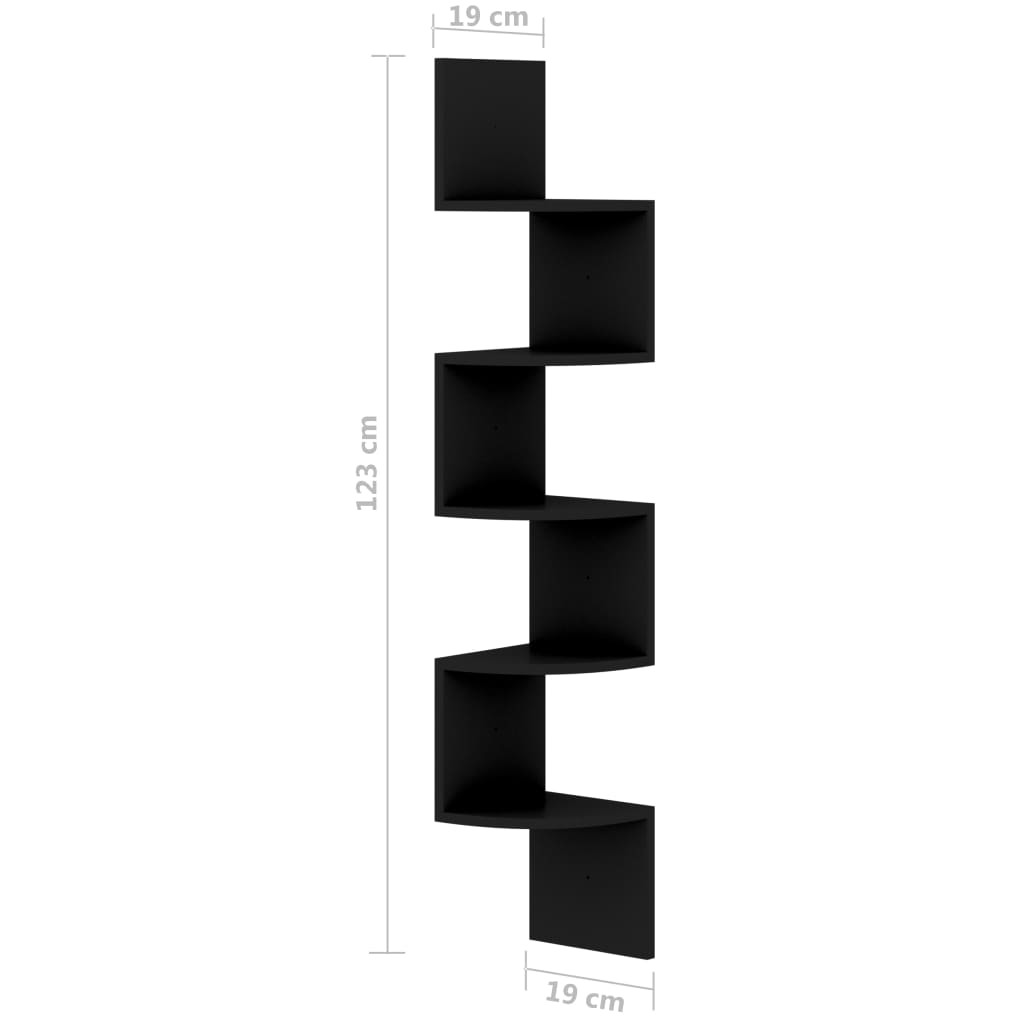 5-Tier Wall Corner Shelf Black Wood