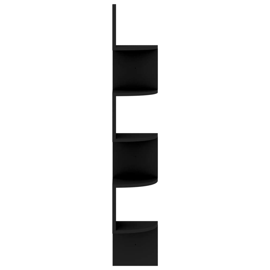 5-Tier Wall Corner Shelf Black Wood